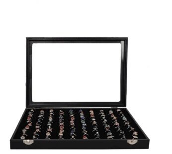 Ring Jewellery Display Organizer: 100-Slot Tray Holder Storage Box