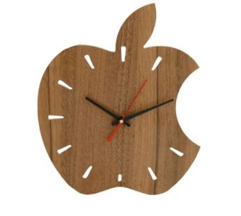 Apple-Shaped Wood Wall Clock: Crafted from MDF Wood with Laser Cut Design