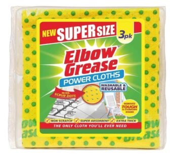 Pack of 3 Elbow Grease Power Cloths: Washable & Reusable with Scrub Dots