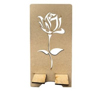 Phone Holder for Desk: Laser-Cut Craft Made of MDF Wood, Rose Design