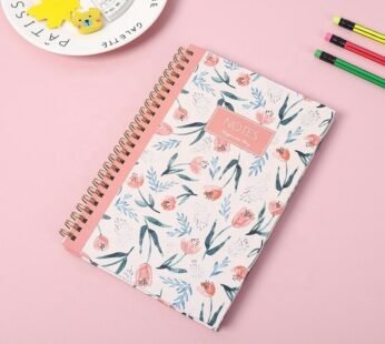 A5 Premium Quality Light Pink Floral Wiro Lined Notepad Notebook Journal Exercise Diary