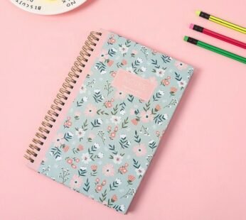 A5 Premium Quality Light Grey Floral Wiro Lined Notepad Notebook Journal Exercise Diary