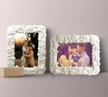 Premium Design Photo Frame: Standing, Mounting, and Hanging – White Flower