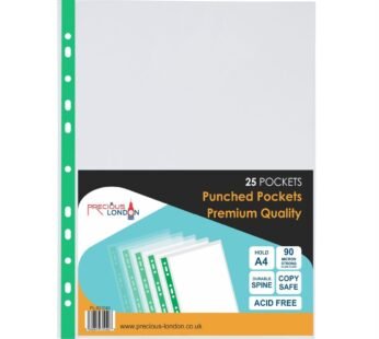 A4 Premium Quality Punched Pockets – Pack of 25 Polypropylene Sheet Protectors