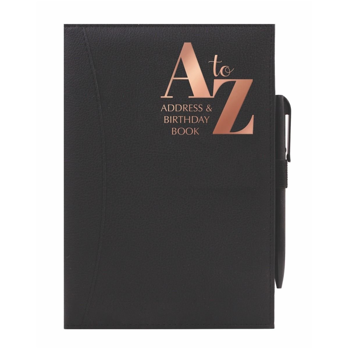 A5 Black Telephone Address Book with A-Z Index – Hardback PU Leather Soft Cover with Pen