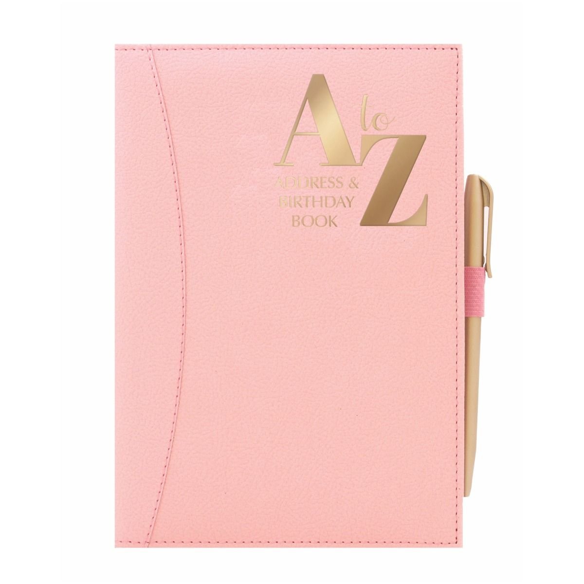 A5 Pink Telephone Address Book with A-Z Index – Hardback PU Leather Soft Cover with Pen