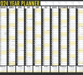 2024 Calendar Full Year Wall Planner