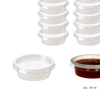 2oz Plastic Food Containers with Lids Takeaway Round Clear Deli Pots Sauce Dip