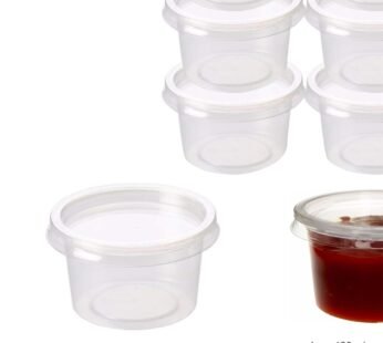 Plastic Food Containers with Lids Round Deli Pots Sauce Dip Chutney 4oz – 120ml