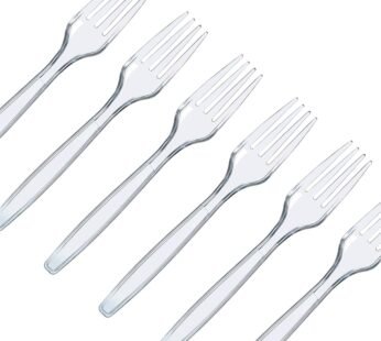 Heavy Duty Clear Forks Disposable Plastic Reusable Cutlery For Events Parties