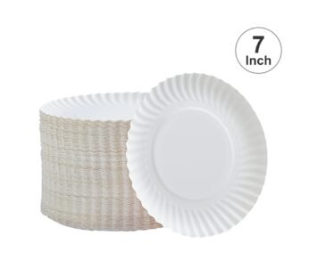 7 inch Paper Plates White Disposable Hygiene Proof For Wedding Catering Party