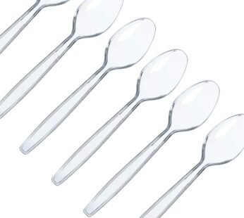 Clear Plastic Spoons Set Heavy Duty Premium Cutlery For Parties Events Reuseable