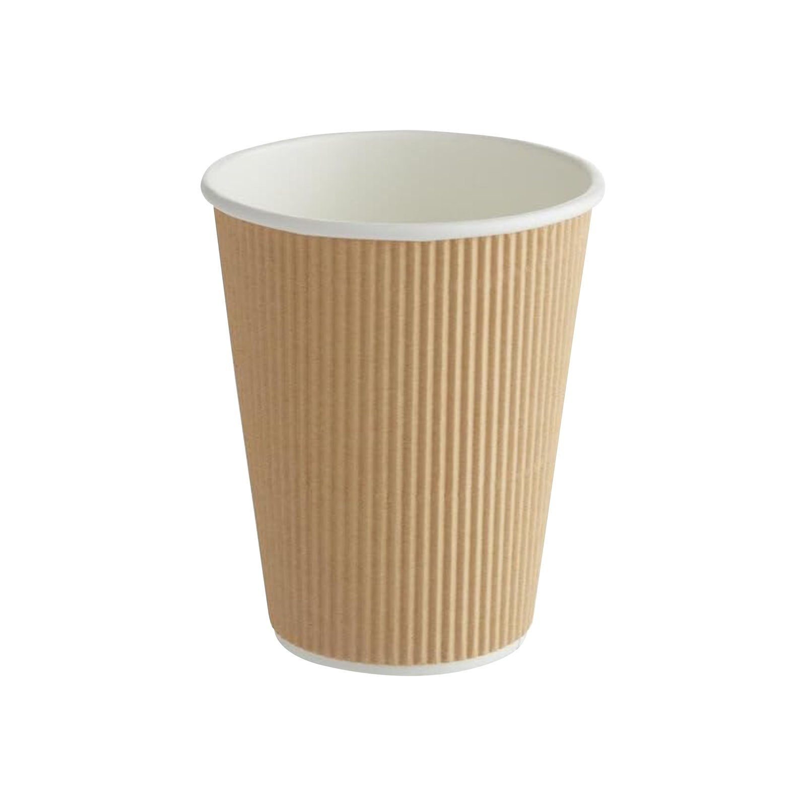 Disposable Ripple Triple walled Kraft Paper Coffee Cup Brown Cups – 12 oz