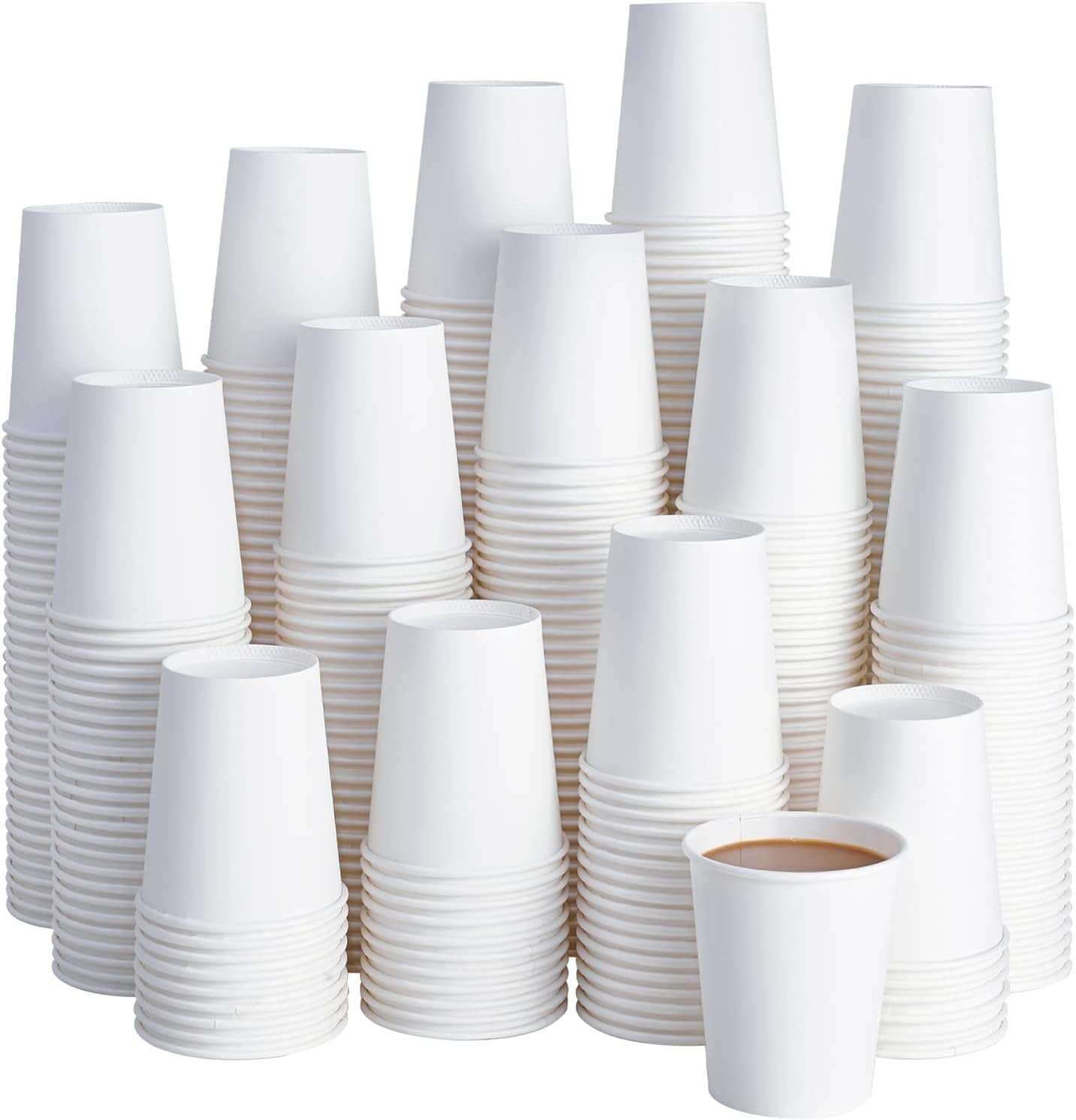 White Paper Cups Single Wall Disposable Cups For Water Hot or Cold Drinks – 8 oz