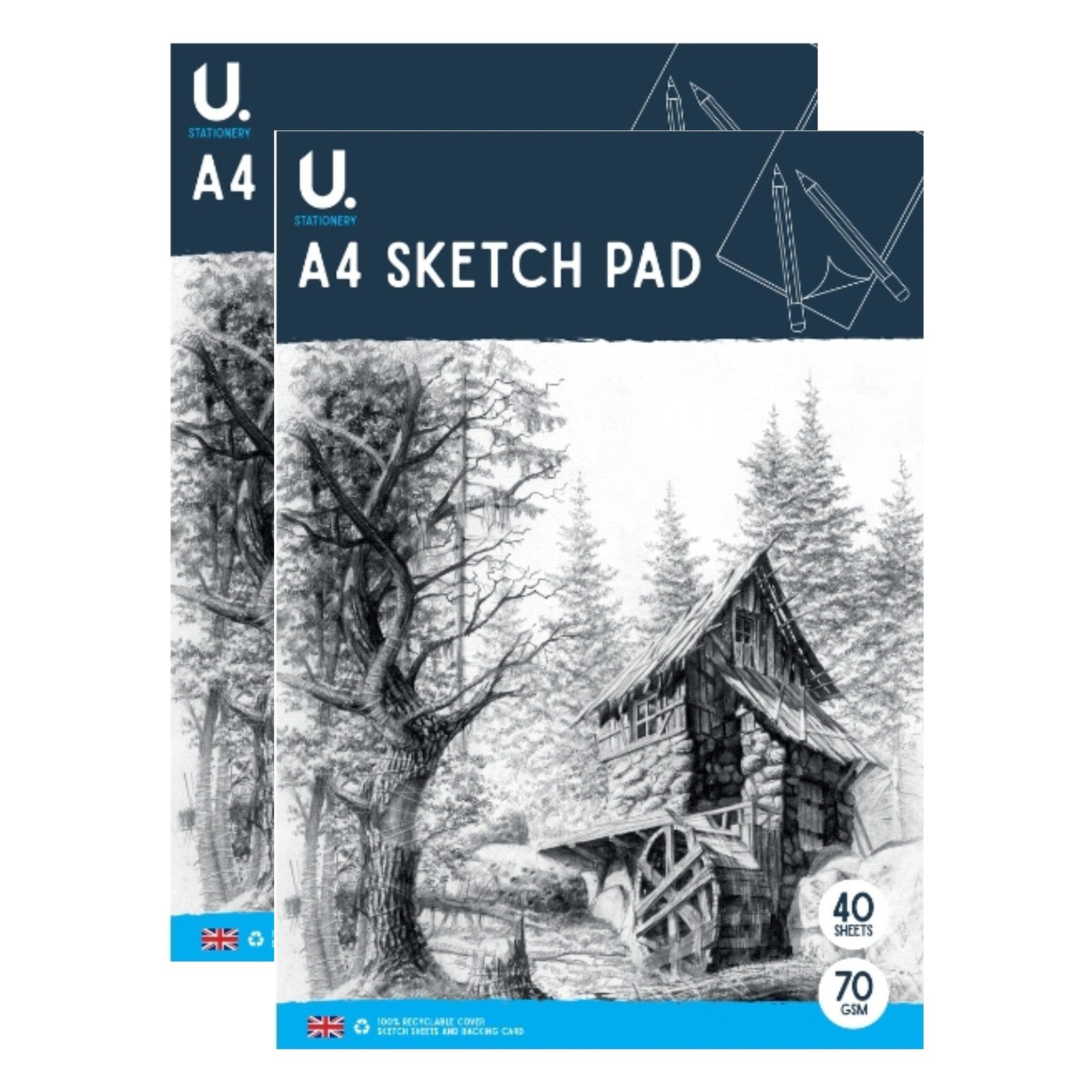 A4 Sketch Pad For Artist Sketching Doodling Art Work 80 Pages 70 GSM Paper x 2