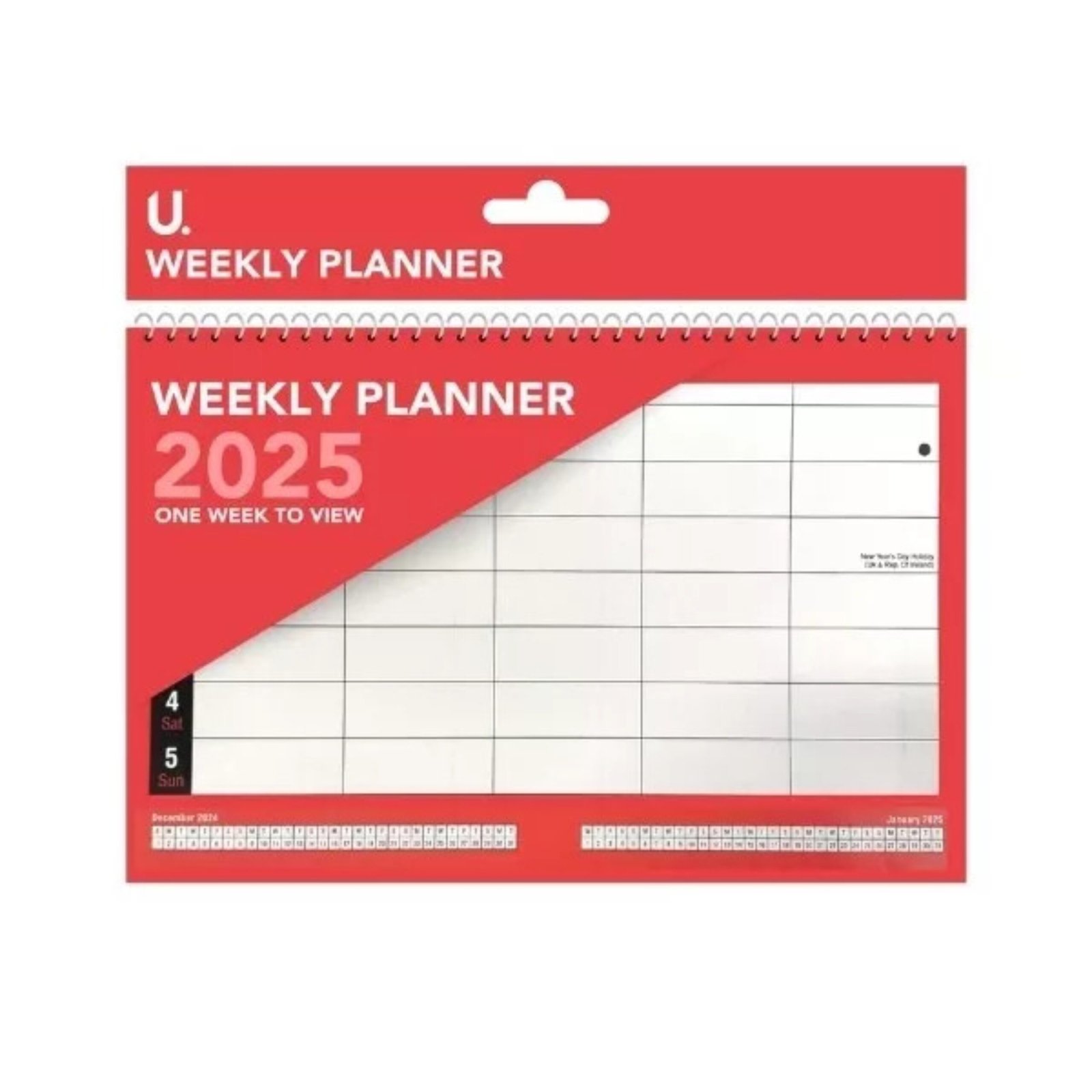 Weekly Planner 2025 Week to View Spiral Bound Organiser Wall Hanging Calendar